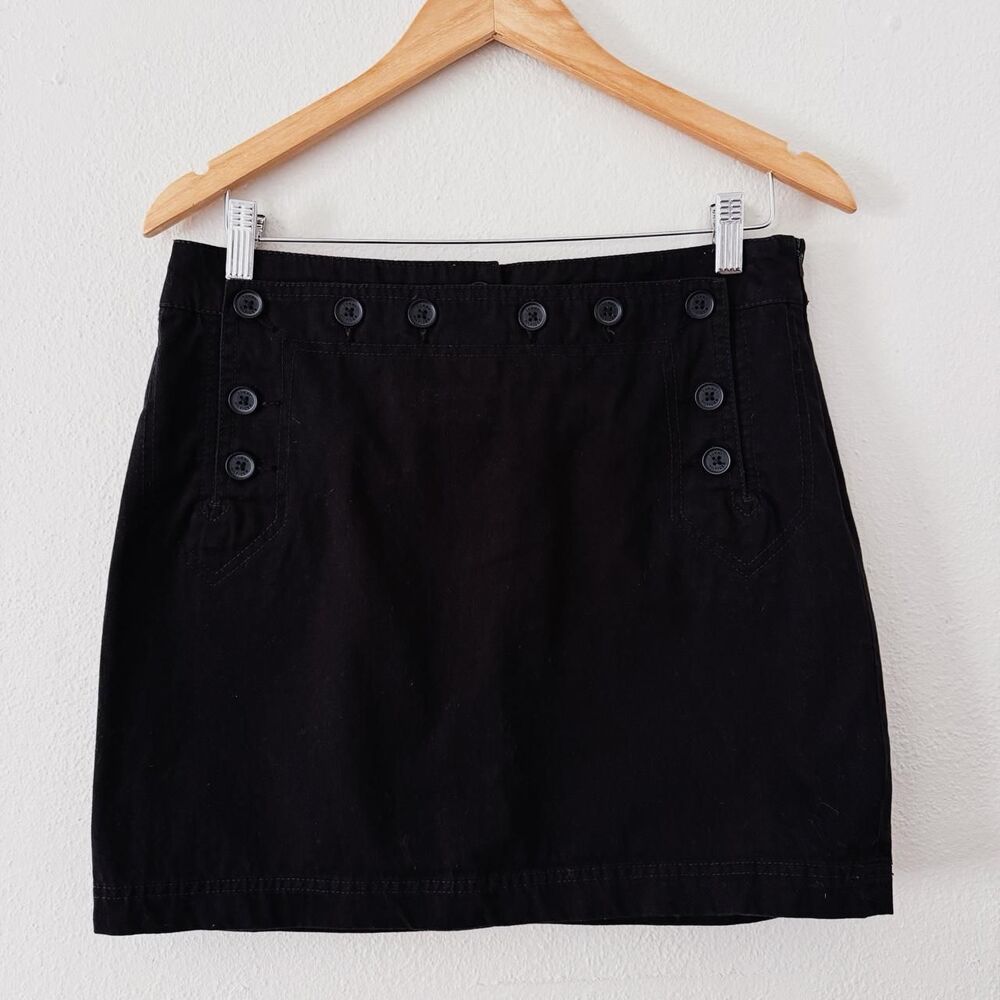 y2k vintage black cotton skirt w/ adjustable waist ties at back